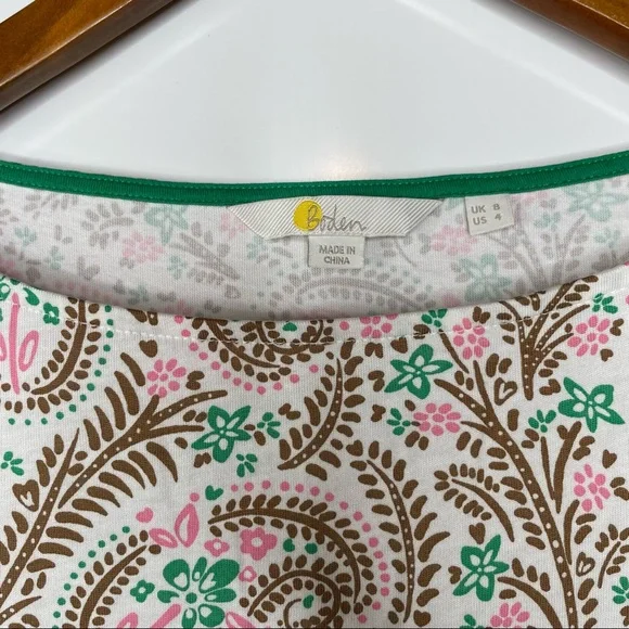Boden Floral Paisley Long Sleeve Top Size 4 - Picture 5 of 8